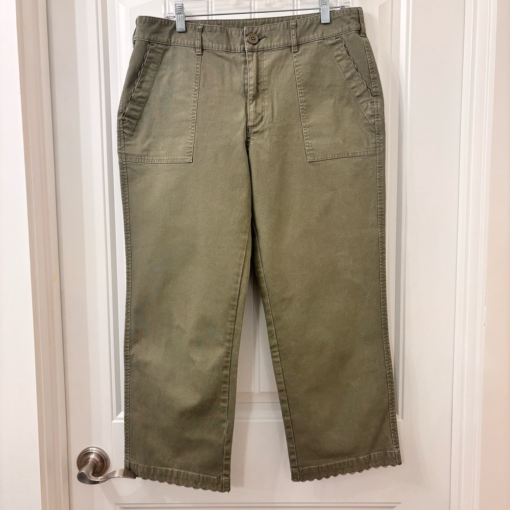 Sundance Women’s Green Cotton Stretch Capris Pants Size 14